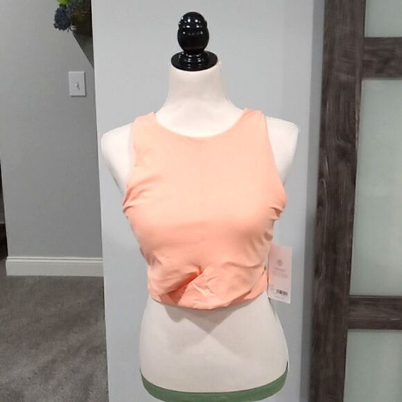 Athleta Conscious Cut Out Crop peach / orange workout top size XS NWT - Picture 3 of 6